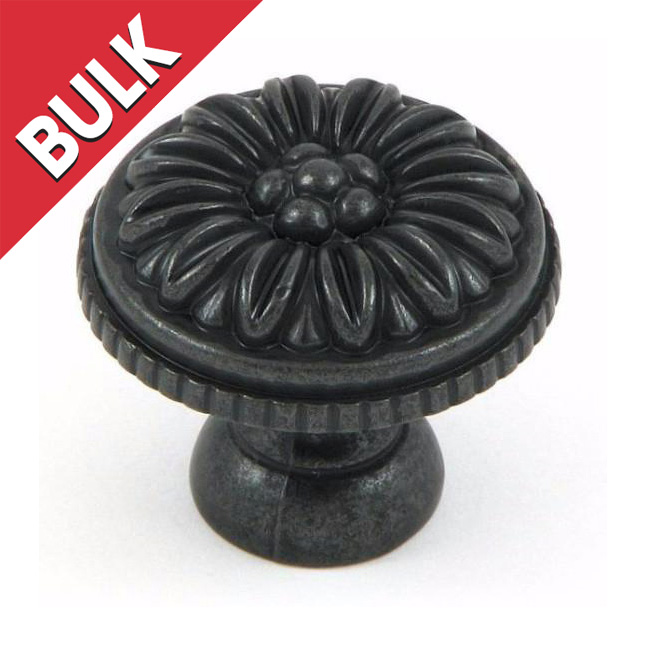 Dahlia 1-3/8" Cabinet Knob in Antique Black Bulk Pk - 25/box